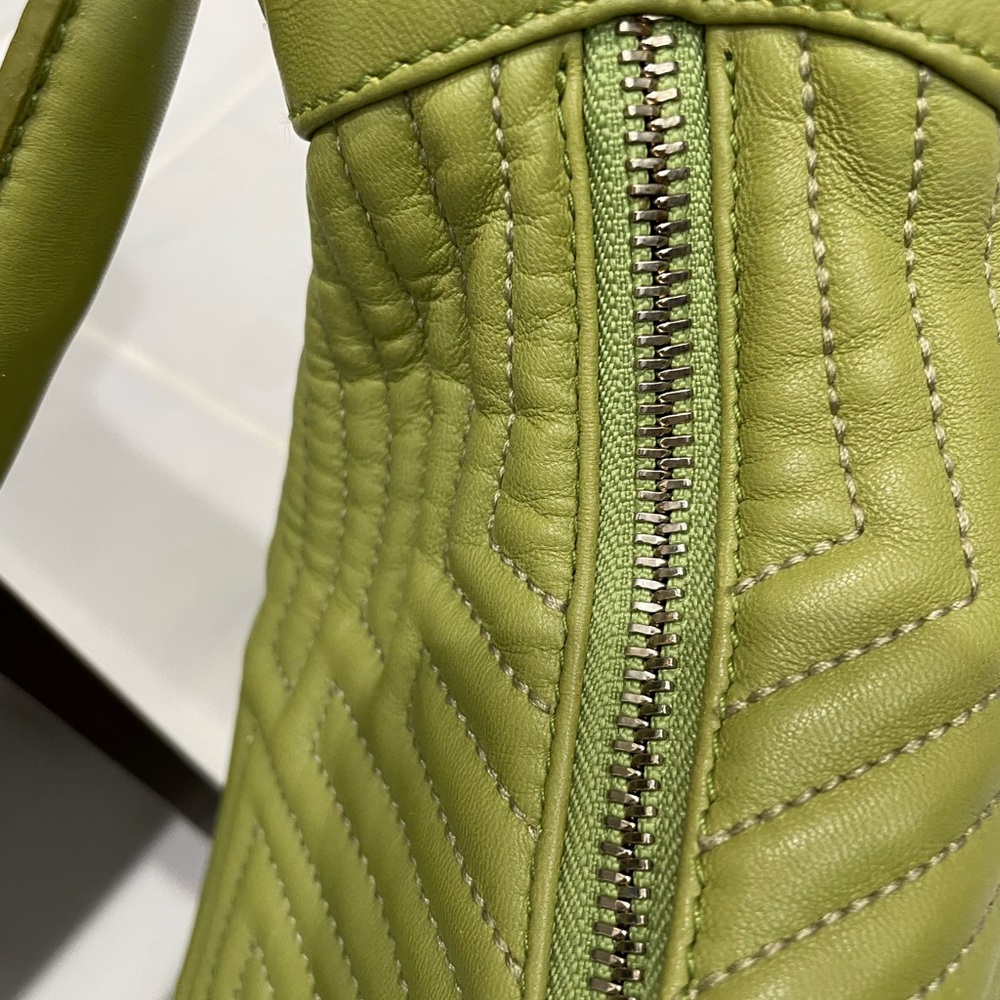 Bally Quilted Green Lambskin Suede-Lined Hobo Bag - Picture 14 of 17